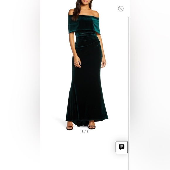 Vince Camuto Dark Green Off-Shoulder Maxi Dress - Picture 1 of 11